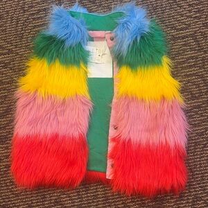 Mini Boden colorful vest rainbow furry